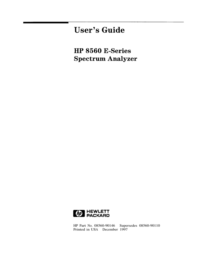 First page preview for HP 8560 E-Series Spectrum Analyzer User's Guide
