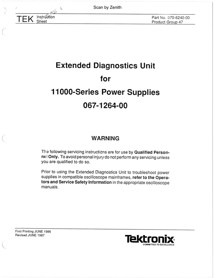 First page preview for Tektronix 067-1264-00 User Manual