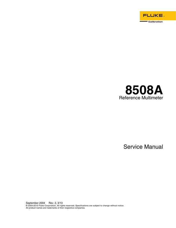 First page preview for Fluke 8508A Service Manual