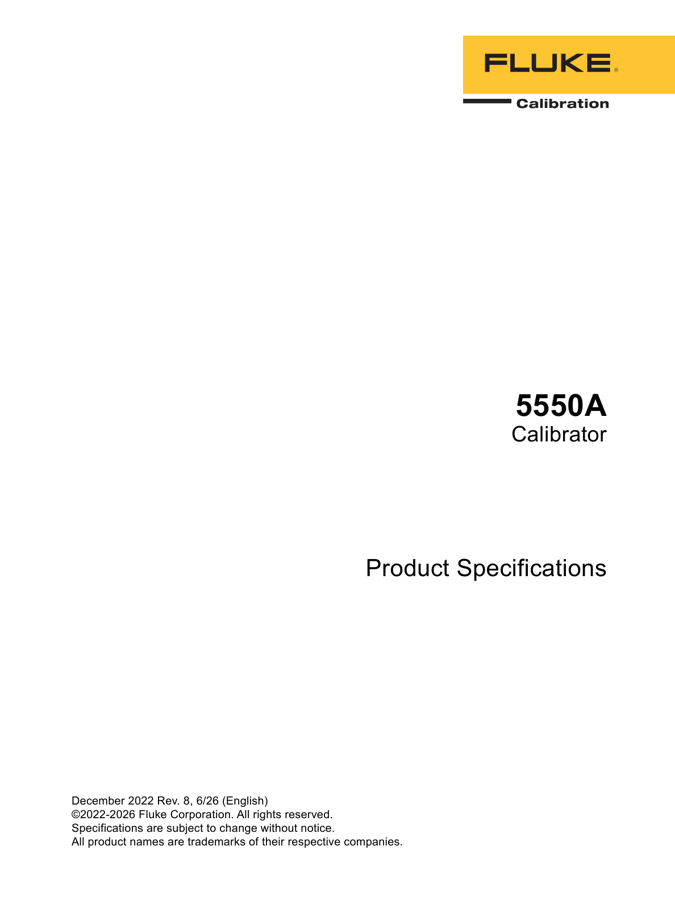 First page preview for Fluke 5550A Datasheet