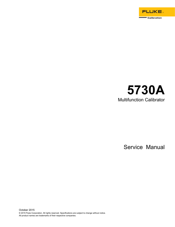 First page preview for 5730A Multifunction Calibrator Service Manual