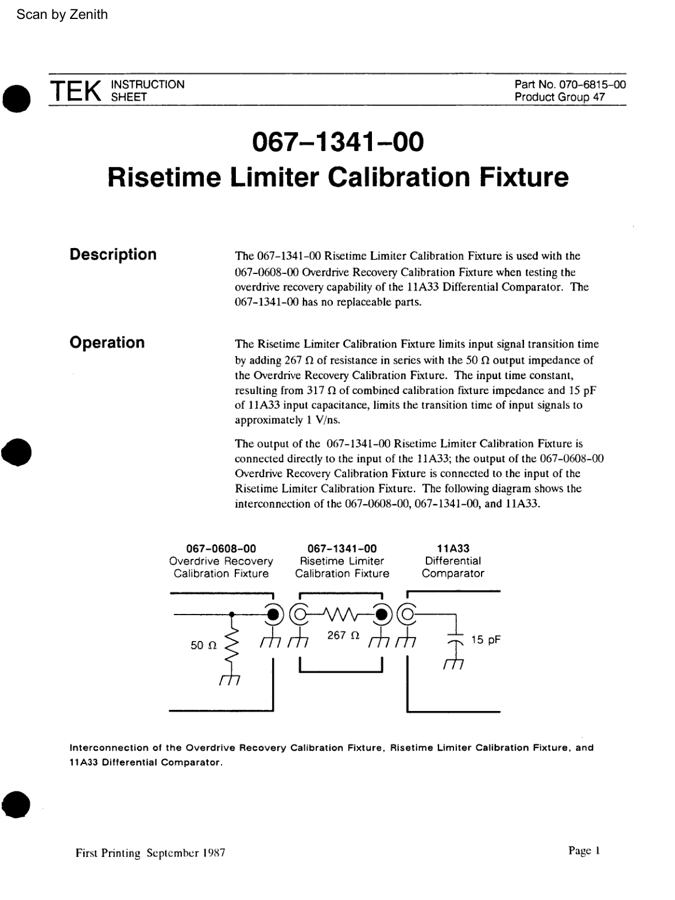 First page preview for Tektronix 067-1341-00 User Manual
