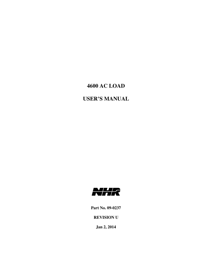 First page preview for NH Research 4600 AC Load User Manual