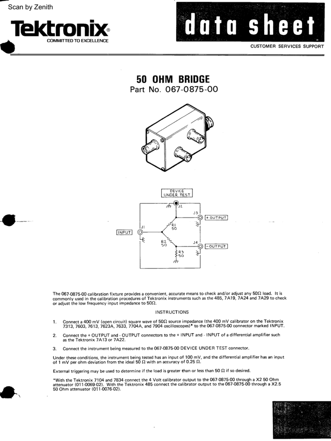 First page preview for Tektronix 067-0875-00 Datasheet