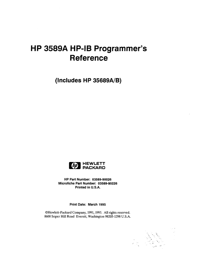 First page preview for HP 3589A Programmers Manual