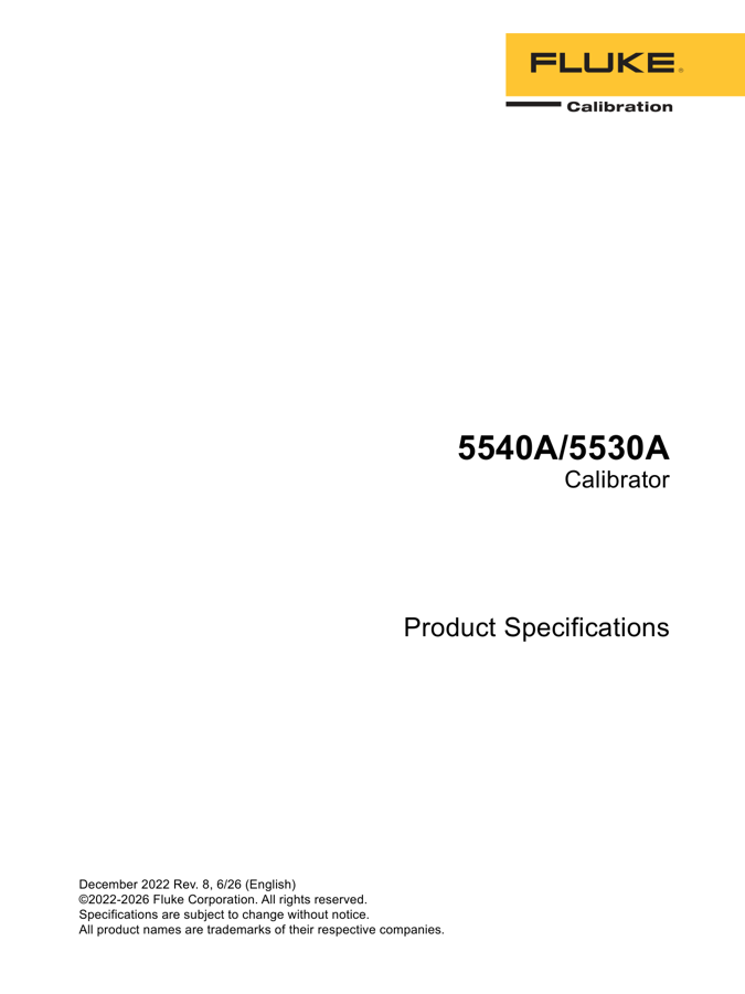 First page preview for Fluke 5540A, 5530A Datasheet