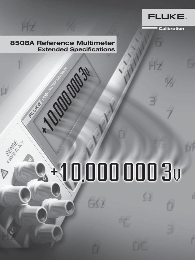 First page preview for 8508A Reference Multimeter Extended Specifications