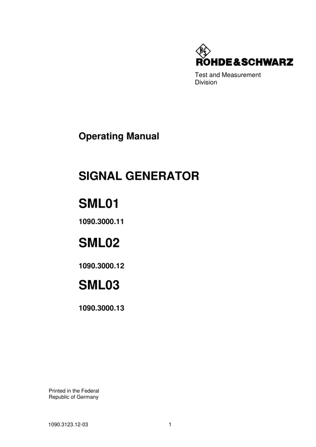 First page preview for SML01, SML02, SML03 Operating Manual