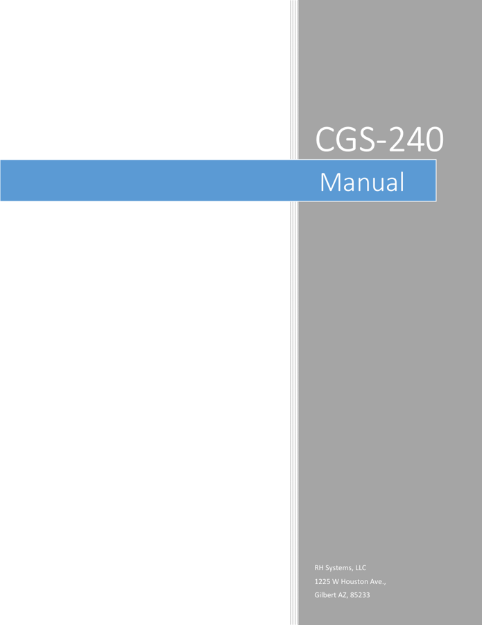 First page preview for RH Systems CGS-240 Manual