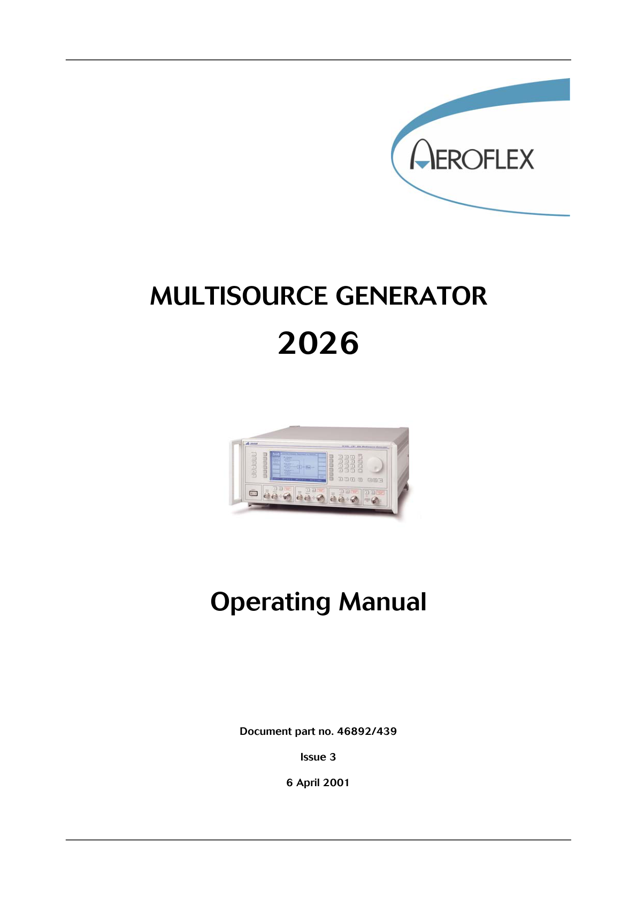 First page preview for Aeroflex 2026 Multisource Generator Operating Manual
