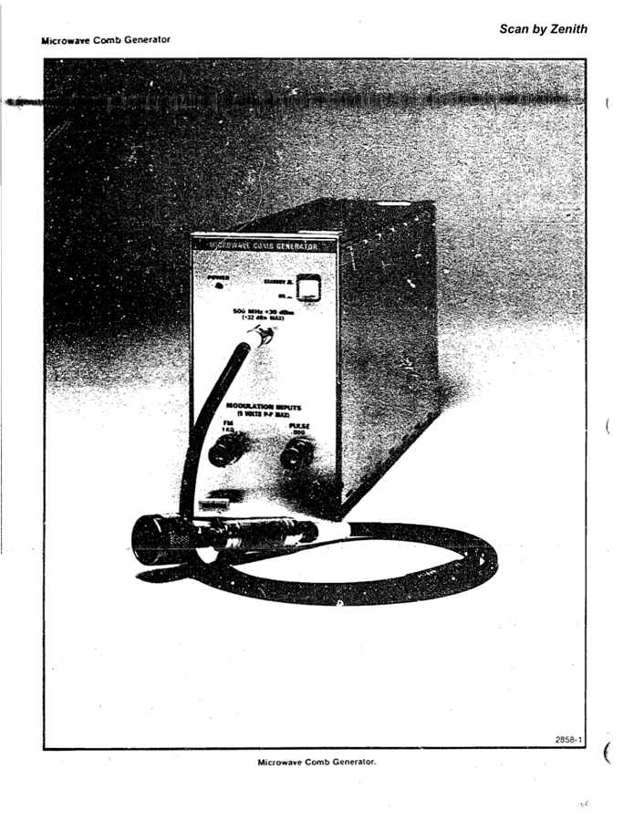 First page preview for Tektronix 067-0885-00 Microwave Comb Generator User Manual