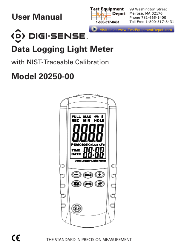 First page preview for Digi-Sense 20250-00 Data Logging Light Meter User Manual