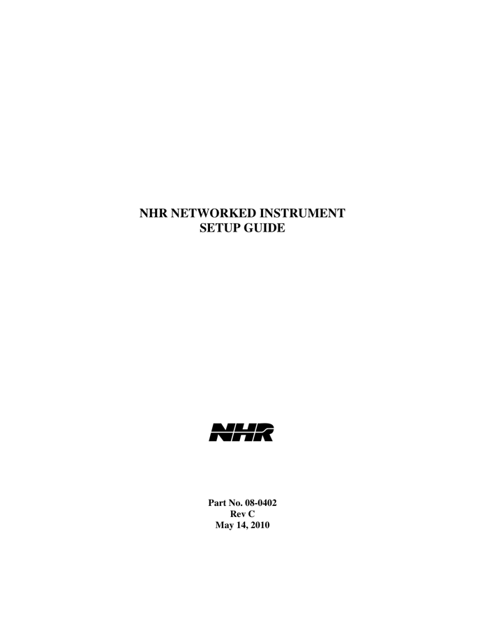 First page preview for NHR Networked Instrument Setup Guide