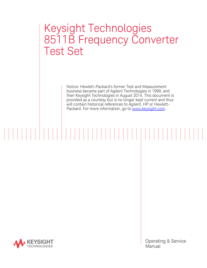 First page preview for HP 8511B Frequency Converter Test Set Operating and Service Manual