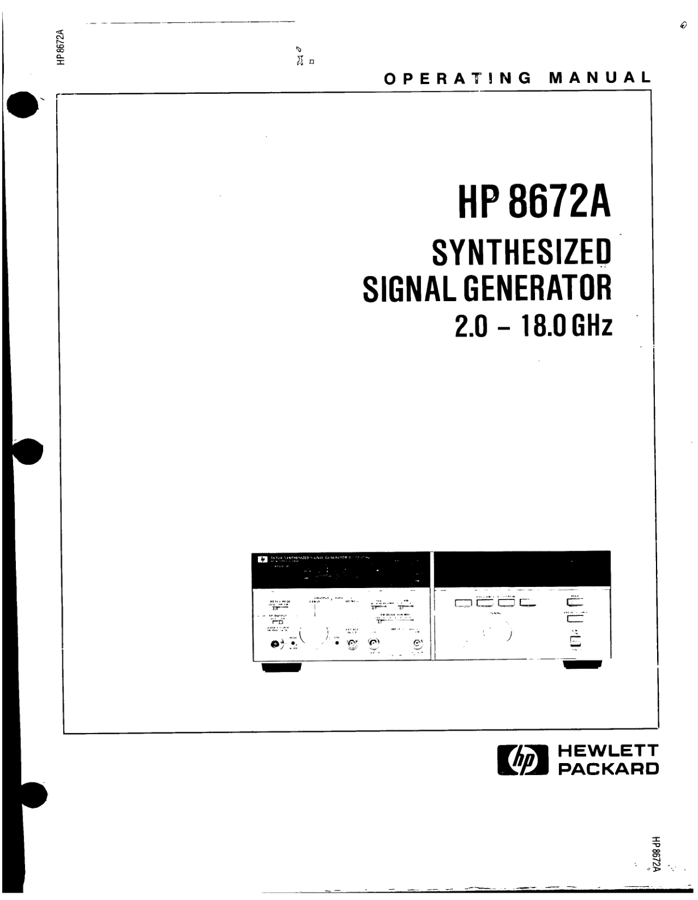 First page preview for HP 8672A Synthesized Signal Generator Operating Manual