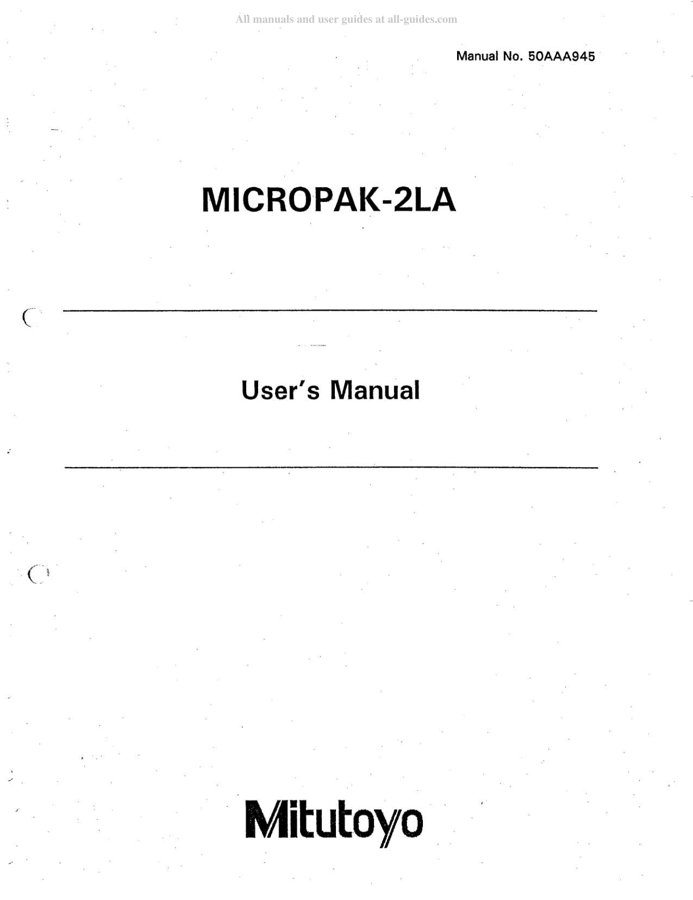 First page preview for Micropak-2LA User Manual