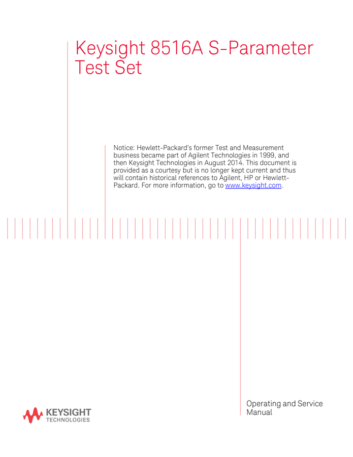 First page preview for HP 8516A S-Parameter Test Set Operating and Service Manual