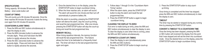 First page preview for Traceable Waterproof Countdown Timer Instructions