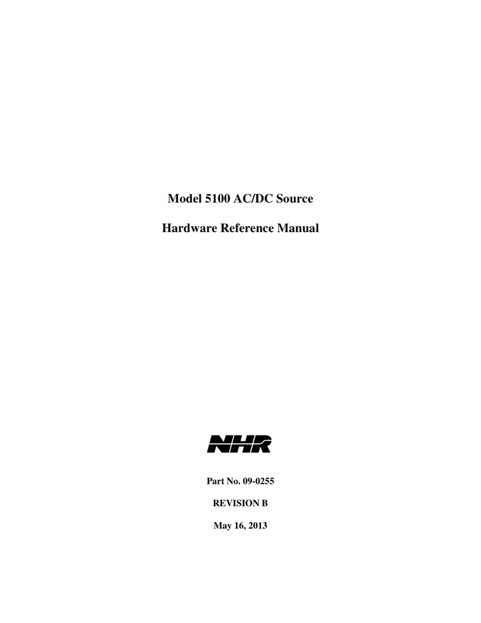 First page preview for NH Research Model 5100 AC/DC Source Hardware Reference Manual