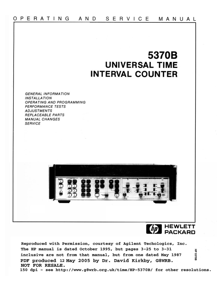 First page preview for HP 5370B Operating and Service Manual