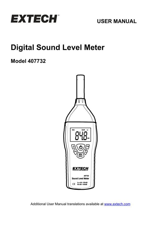 First page preview for Digital Sound Level Meter User Manual
