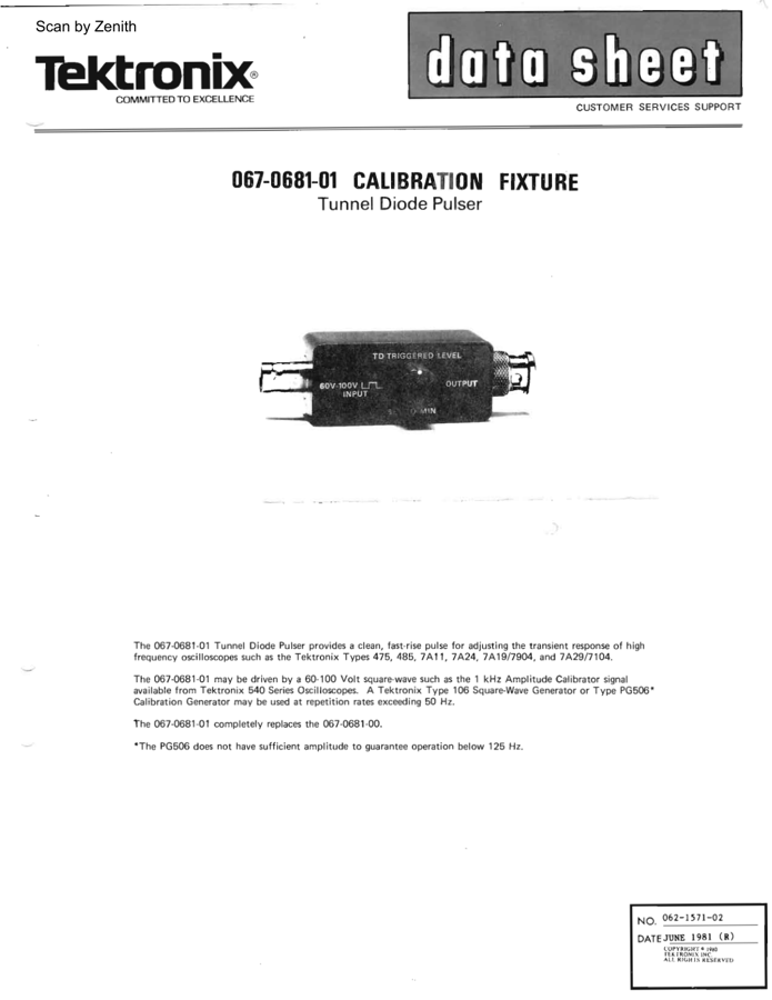 First page preview for Tektronix 067-0681-01 Datasheet