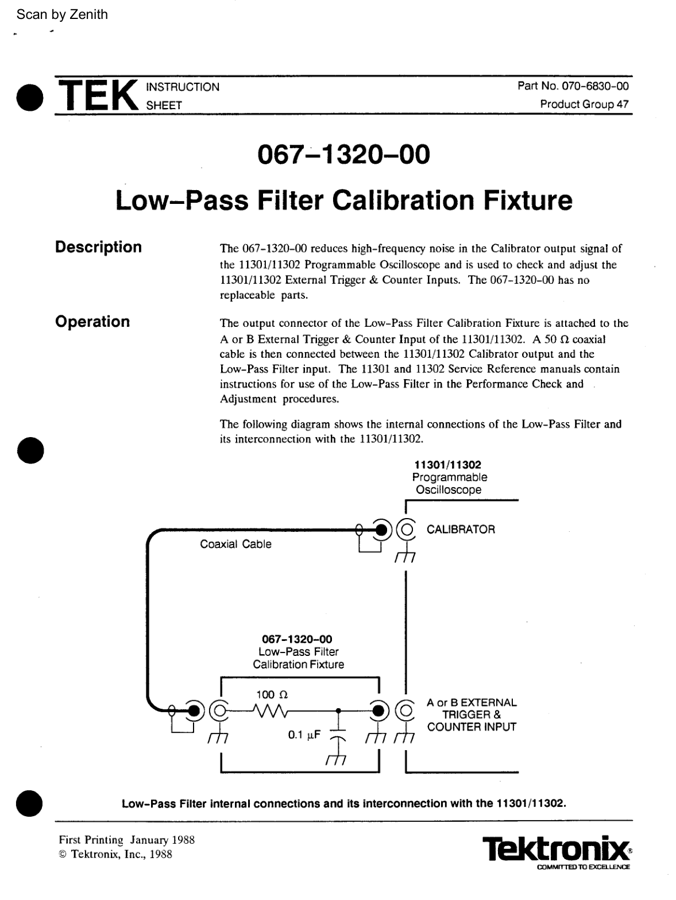 First page preview for 067-1320-00 Instruction Sheet