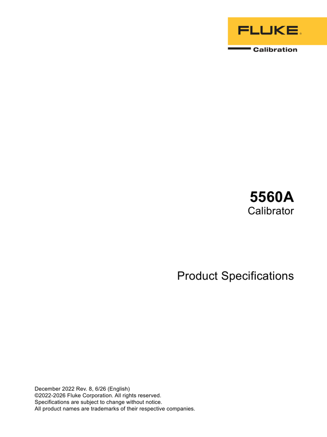 First page preview for Fluke 5560A Datasheet