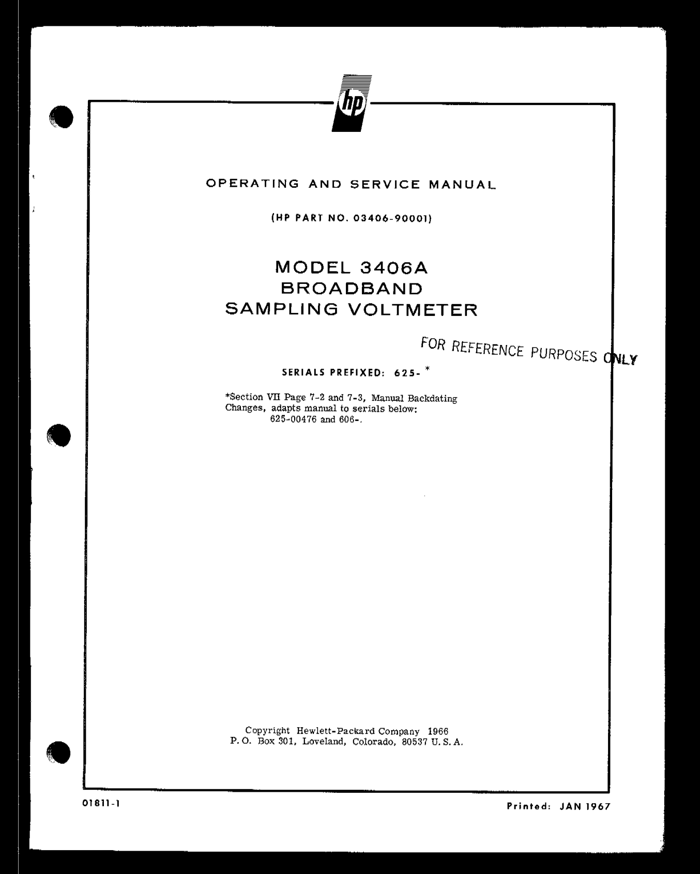 First page preview for HP 3406A User Manual