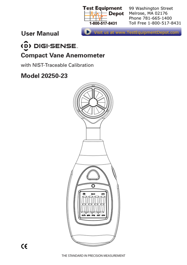 First page preview for Digi-Sense 20250-23 Compact Vane Anemometer User Manual