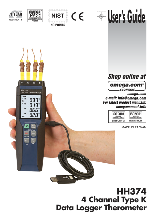 First page preview for Omega HH374 User Manual