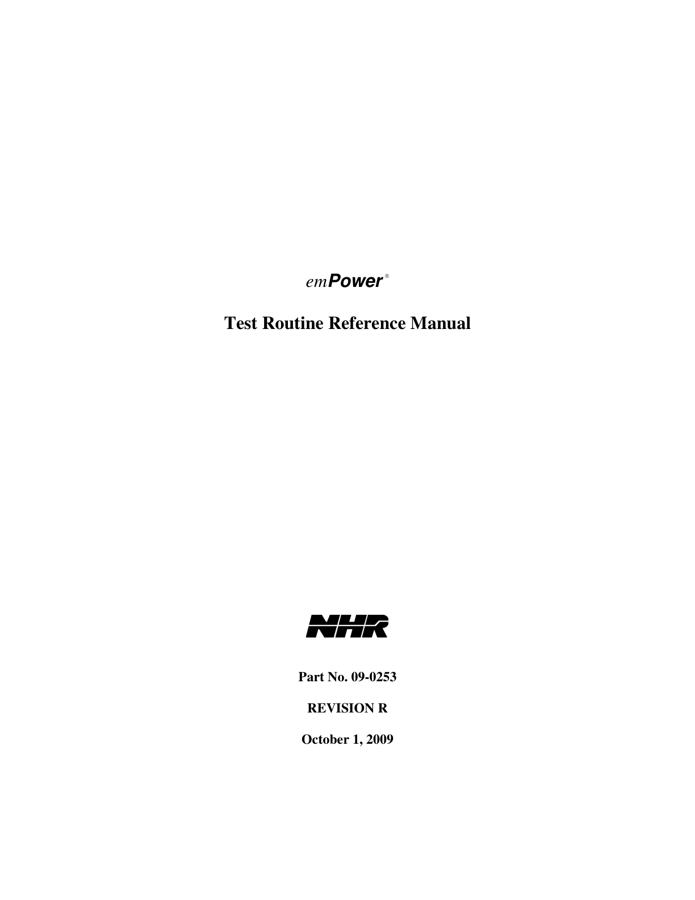 First page preview for emPower Test Routine Reference Manual