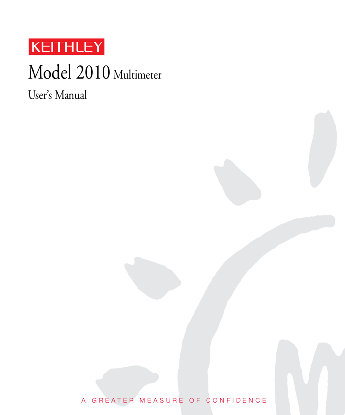 First page preview for Keithley Model 2010 Multimeter User Manual