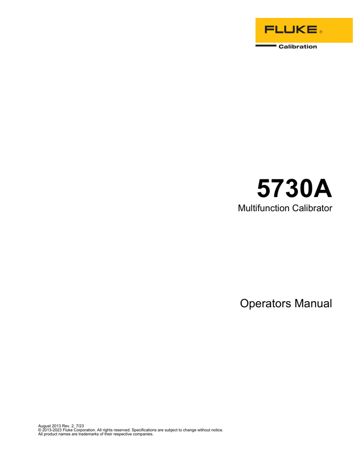 First page preview for 5730A Multifunction Calibrator Operators Manual