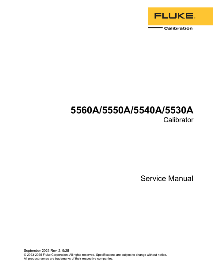 First page preview for 5560A/5550A/5540A/5530A Calibrator Service Manual